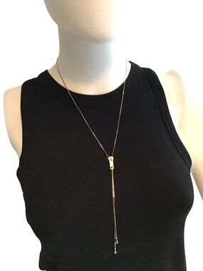 BEAUTIFUL WOMENS GOLD TONE ZIPPER NECKLACE